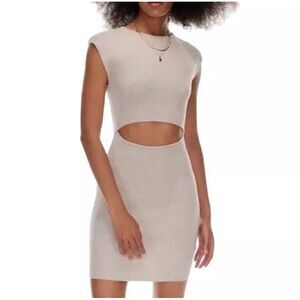 House‎ of Harlow 1960 Tan Mini Dress Front Cut Out Size S